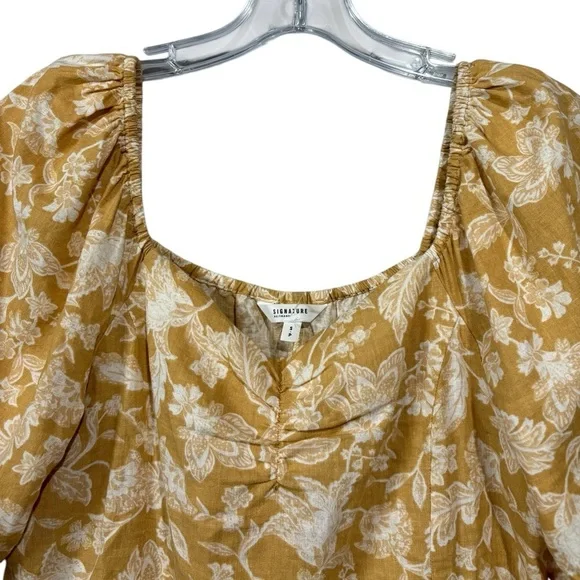 NWOT, Reitmans, Yellow Cropped Floral Blouse, Small - Picture 3 of 7